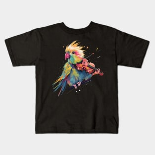 Cockatiel Playing Violin Kids T-Shirt